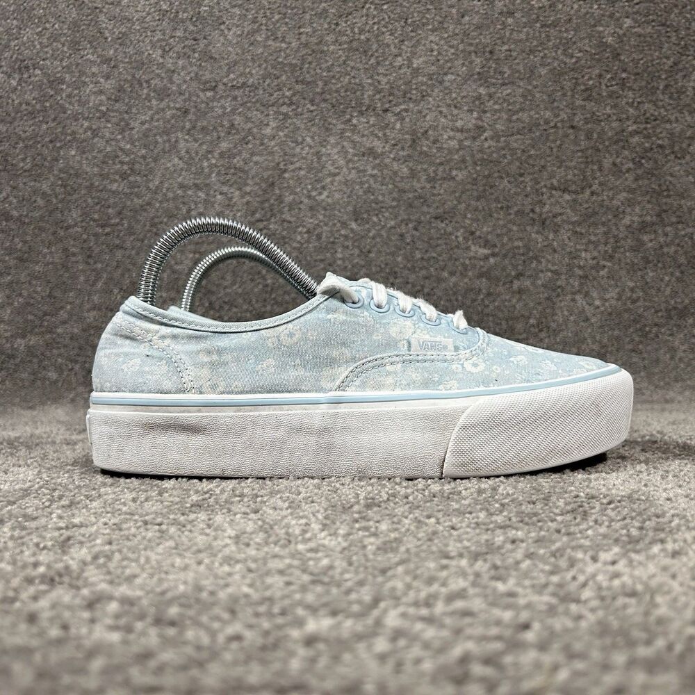 Vans Platform Tonal Women's Size 9.5 Blue Floral Casual Skate Shoes Used